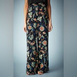 Top Shop x Kate Moss Paisley Wide Leg High Waist Pants Size‎ 6